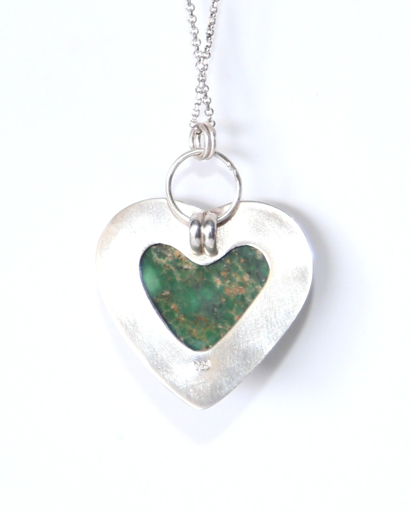 Australian Variscite Sterling Silver and 18k Gold Heart Necklace