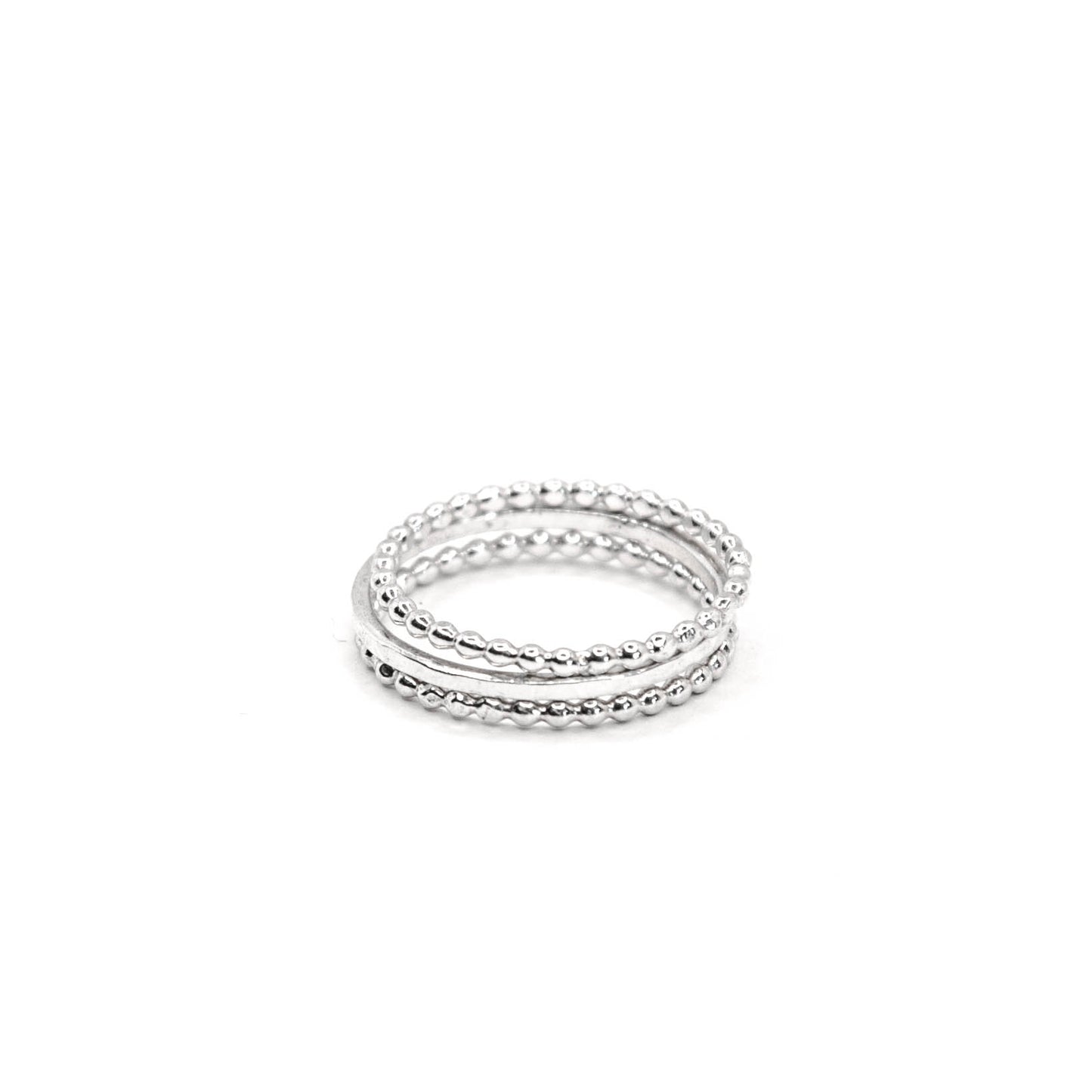 Beaded + Hammered Stacker Ring Set