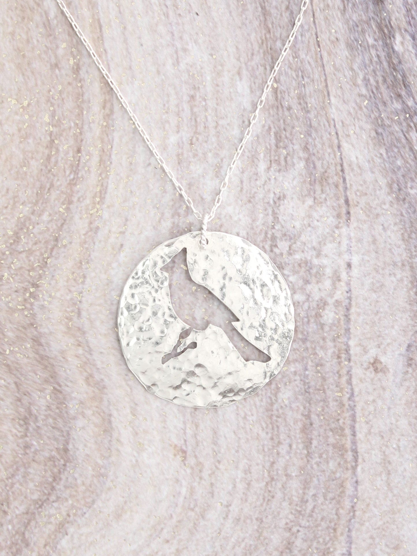 Cardinal Silhouette | Hand-Pierced Sterling Silver Circle Pendant Necklace