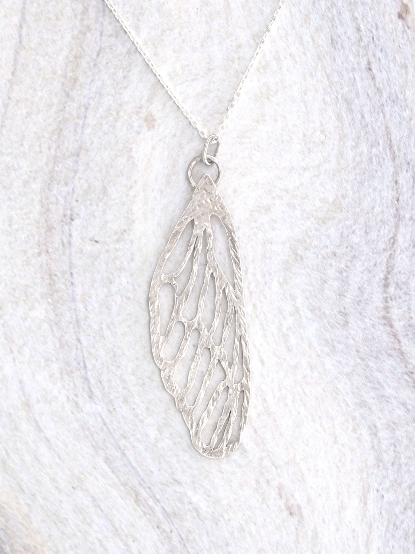 Mystical Wing "Cicada" Hand-Pierced Sterling Silver Necklace