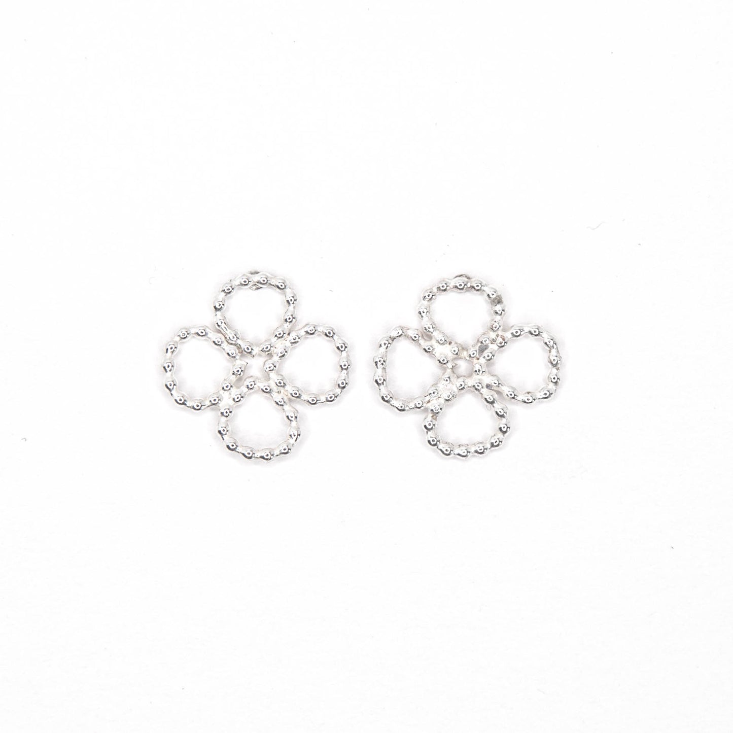 Handmade Four Leaf Clover Beaded Stud Post Earrings by Cara Carter Jewelry