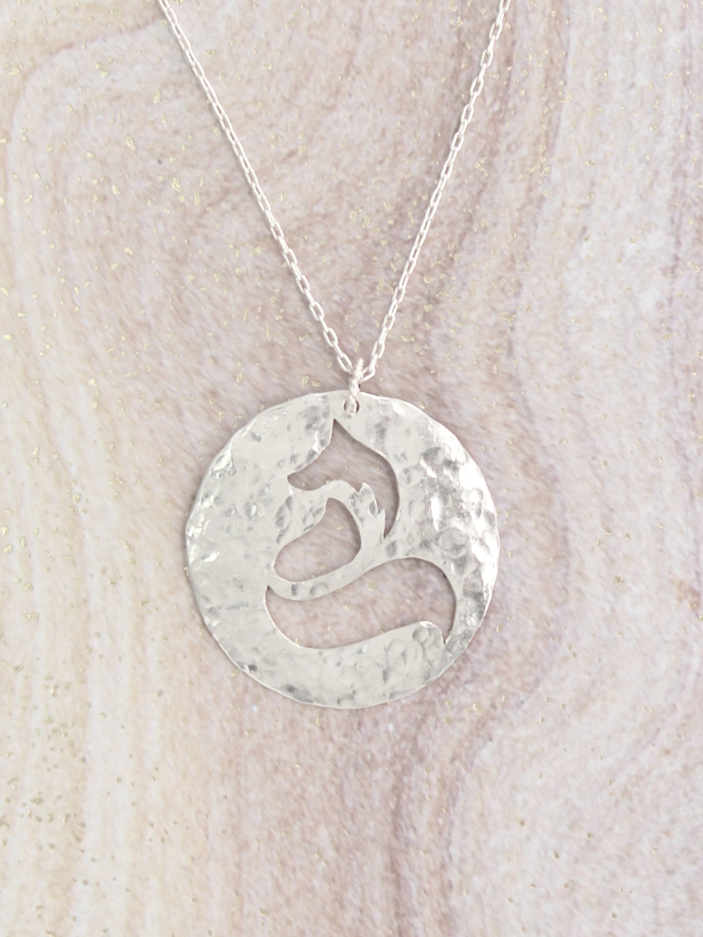 Fox Silhouette | Hand-Pierced Sterling Silver Circle Pendant Necklace