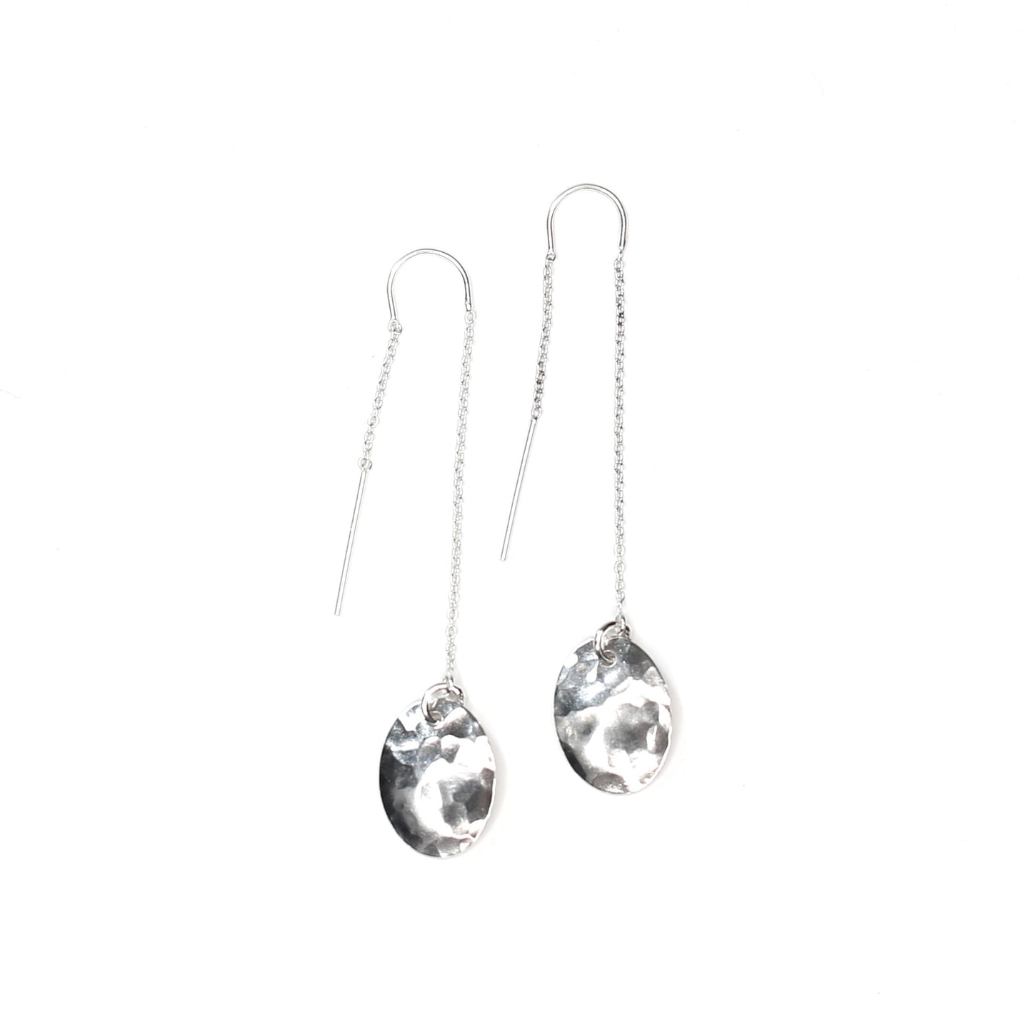 Hammered Shield Threaded Earrings