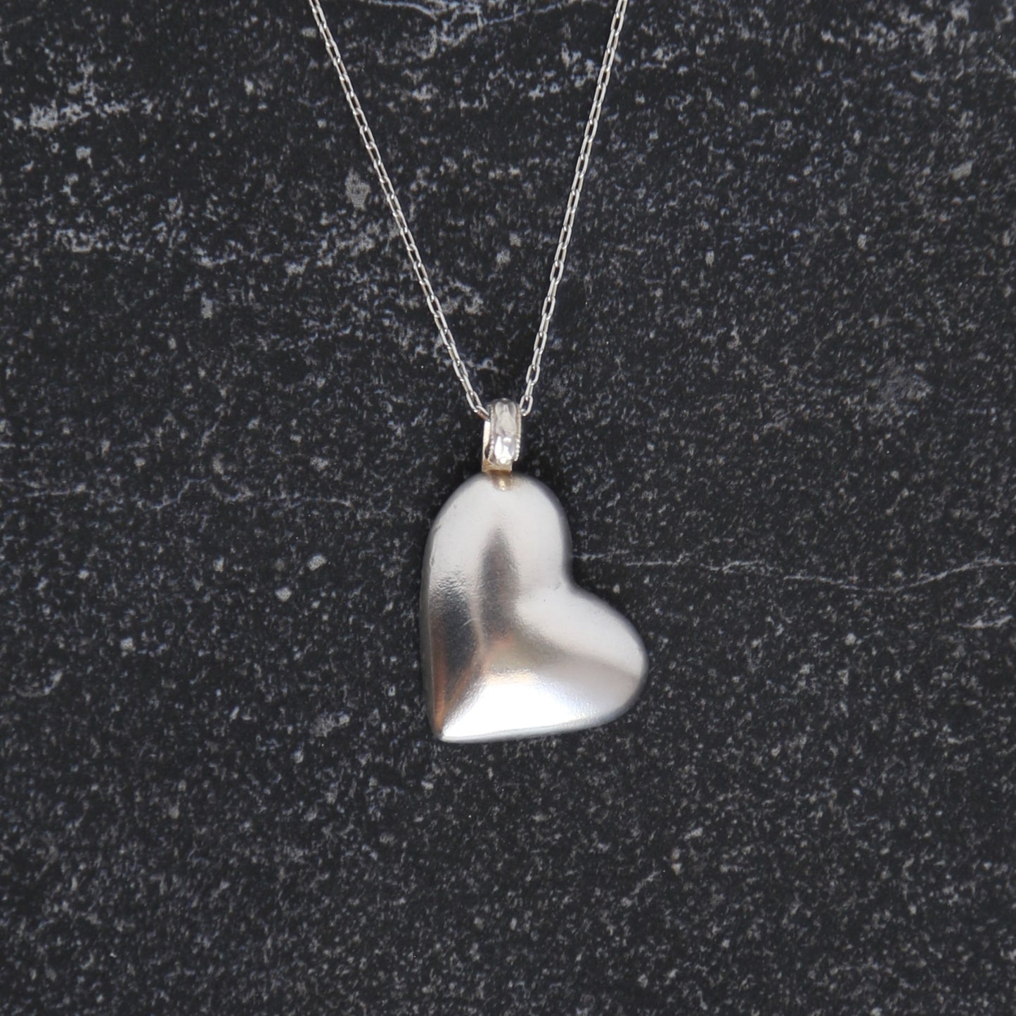 Cast Heart Sterling Silver Necklace