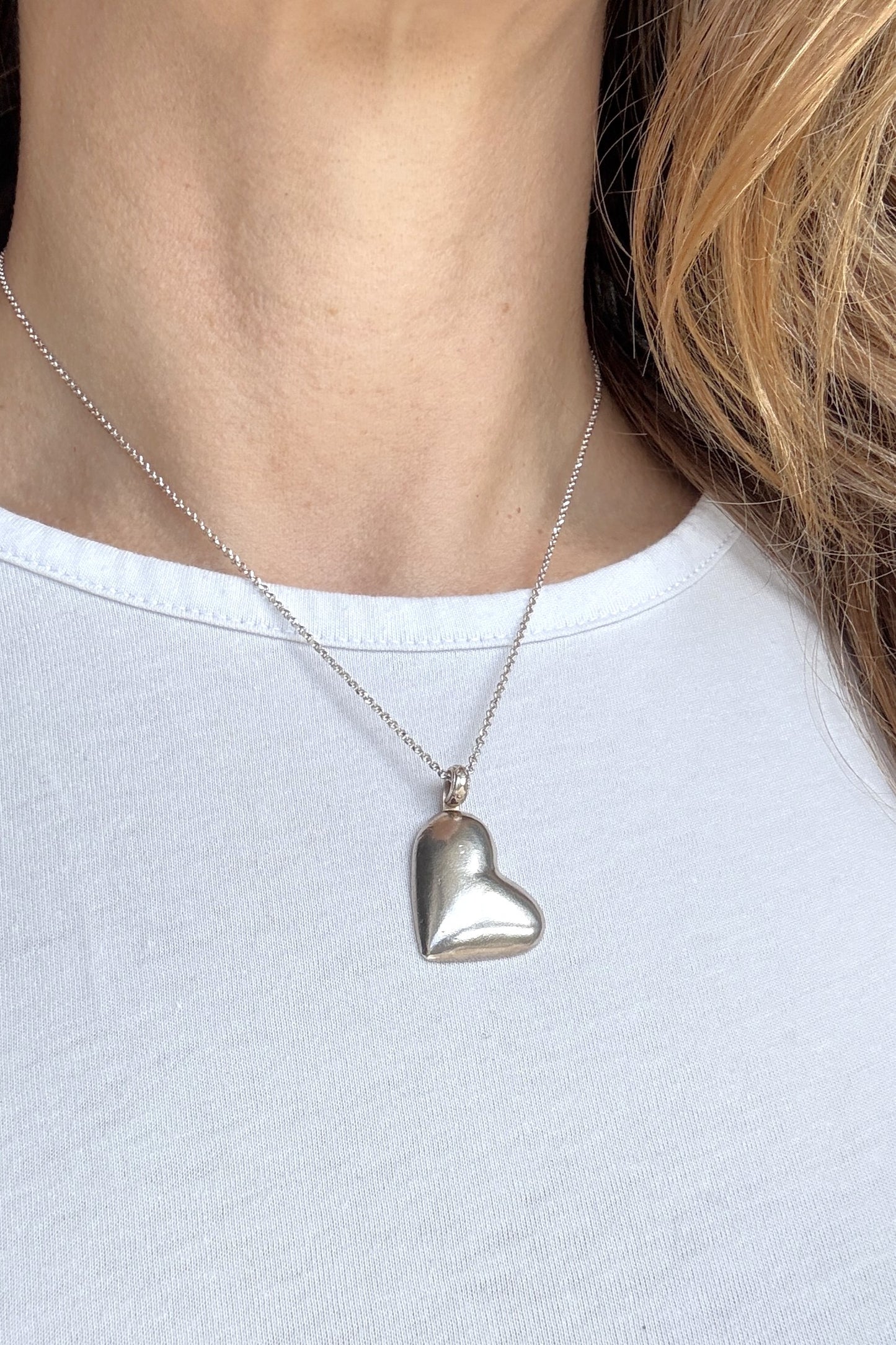 Cast Heart Sterling Silver Necklace