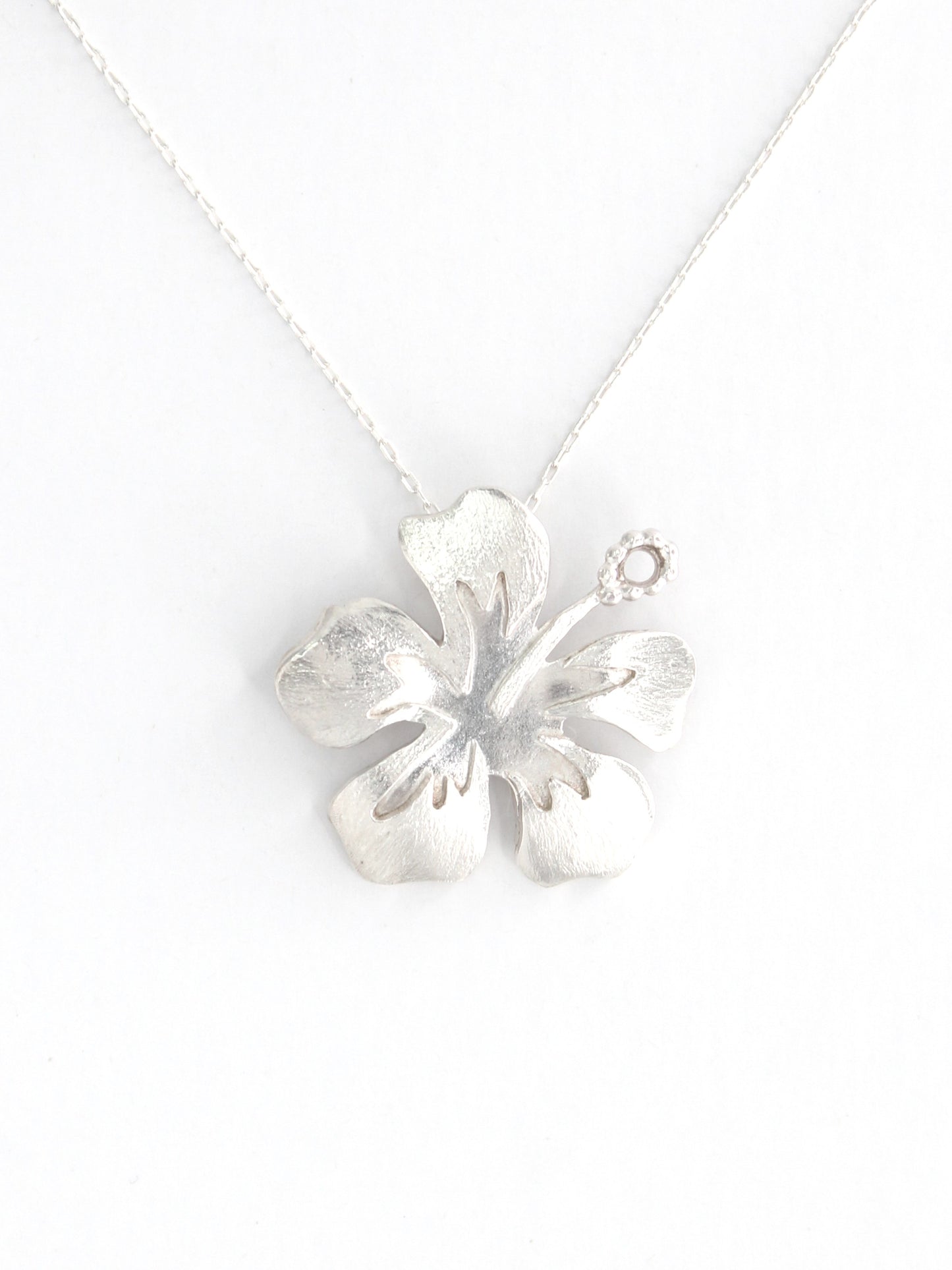 Hibiscus Flower Hand-Pierced Sterling Silver Necklace