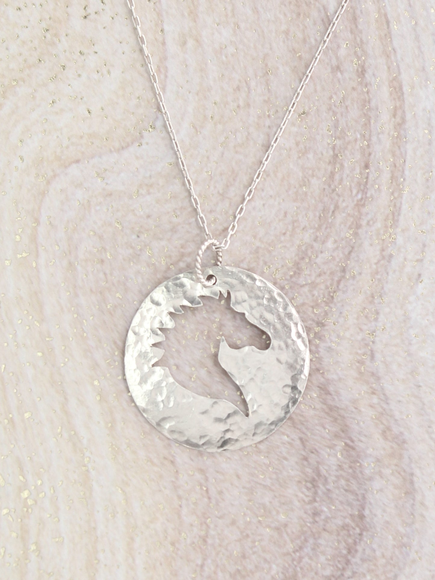 Horse Silhouette | Hand-Pierced Sterling Silver Circle Pendant Necklace