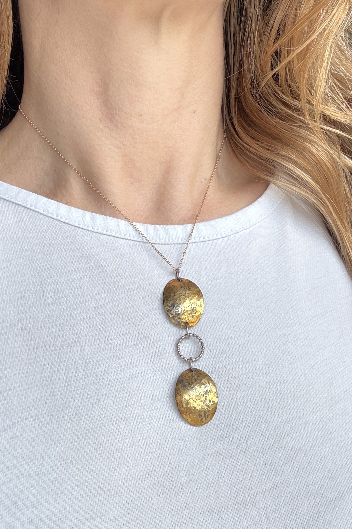 Keumboo Hammered Shield + Beaded Circle Necklace