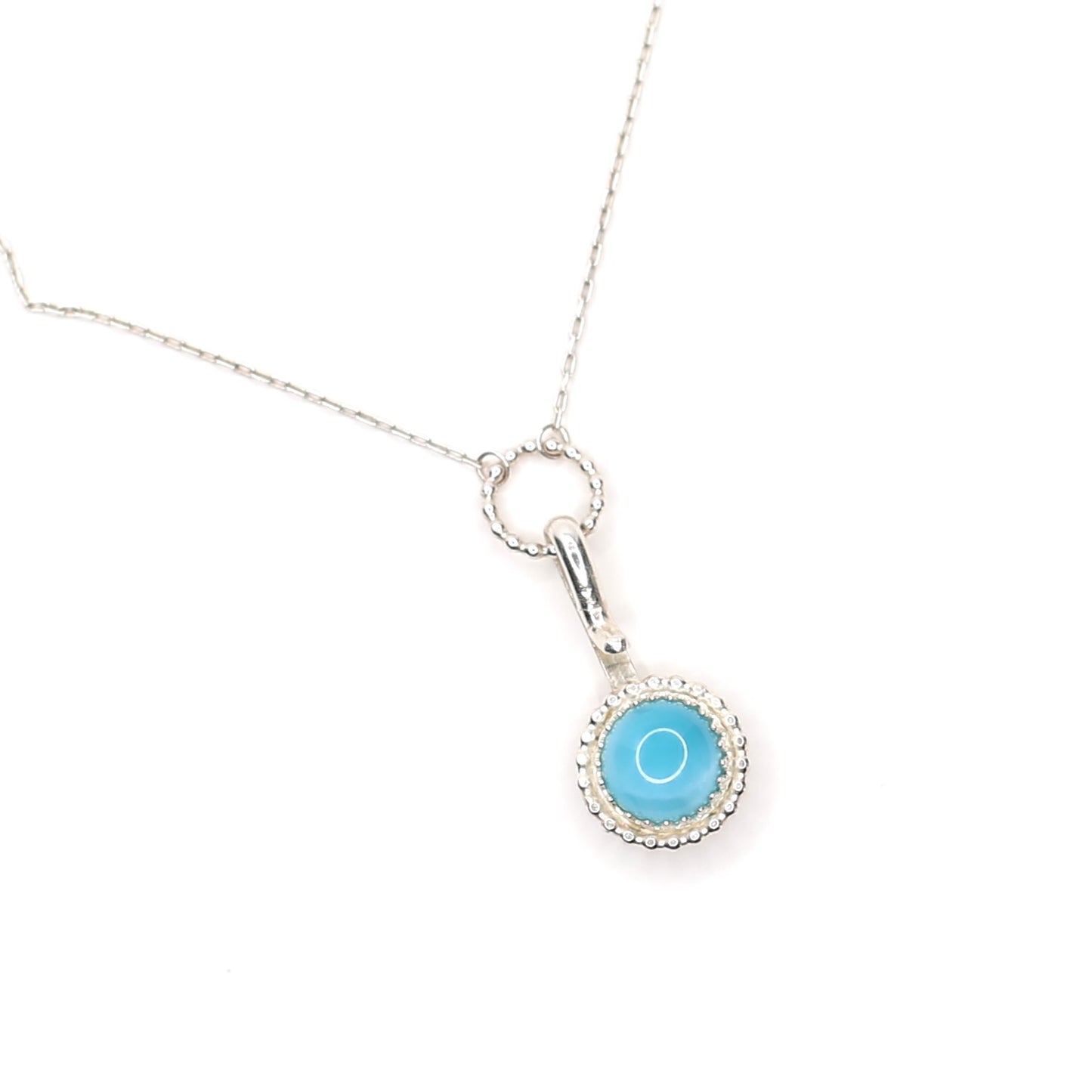 Larimar + Beaded Circle Pendant