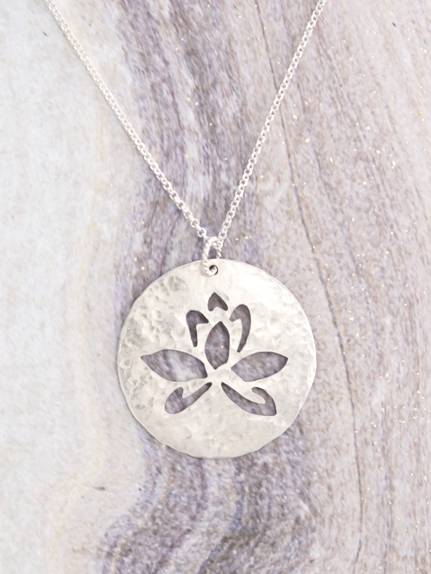 Lotus Flower Hand-Pierced Sterling Silver Necklace