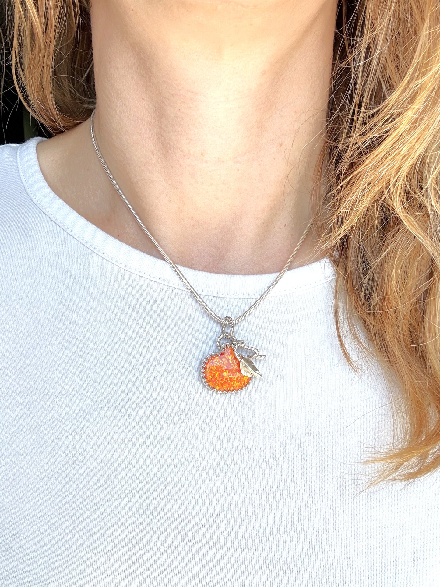 Pumpkin Monarch Opal Necklace