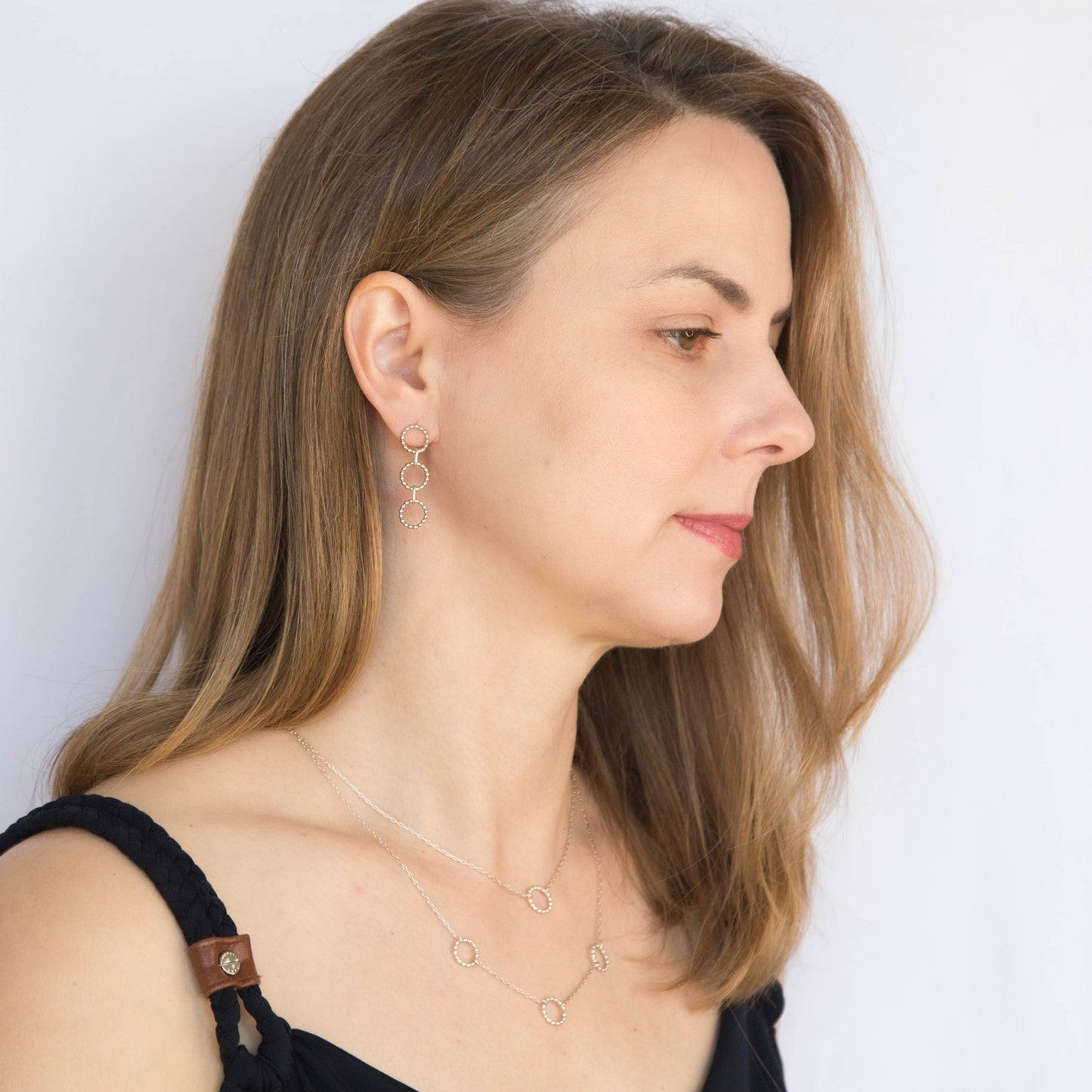 Trinity Beaded Circle Dangle Earrings