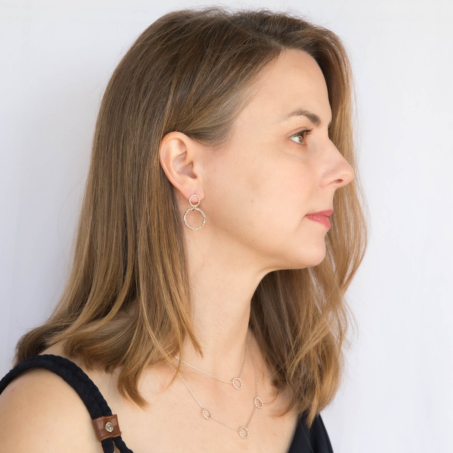 Beaded Circle Orbit Dangle Earrings