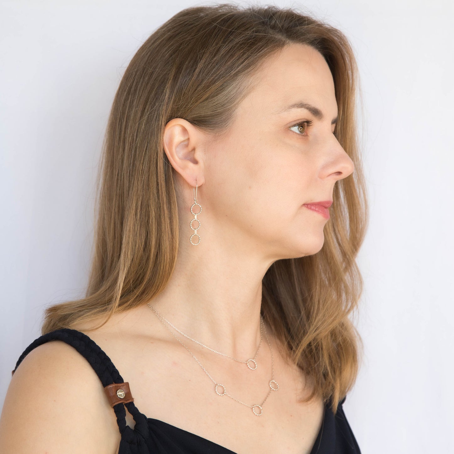 Trinity Beaded Circle Drop Earrings