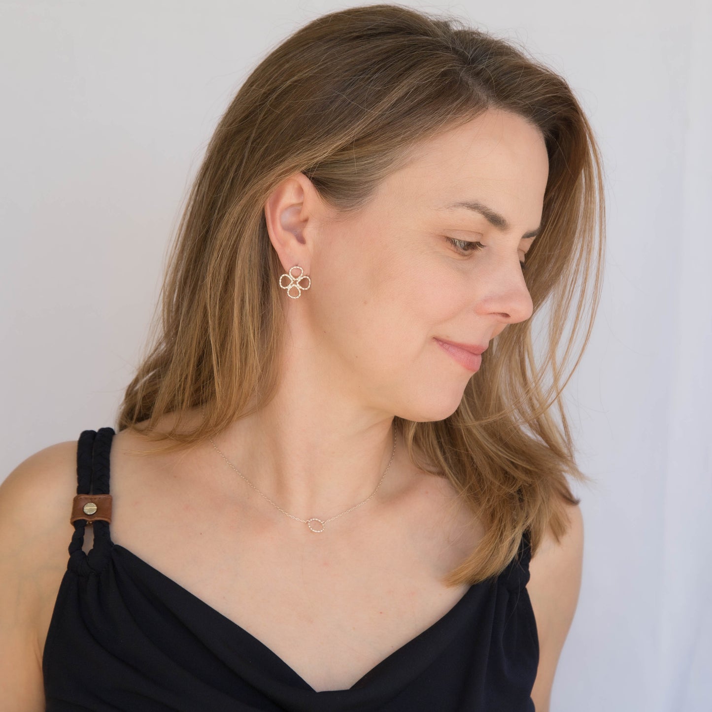 Handmade Four Leaf Clover Beaded Stud Post Earrings by Cara Carter Jewelry