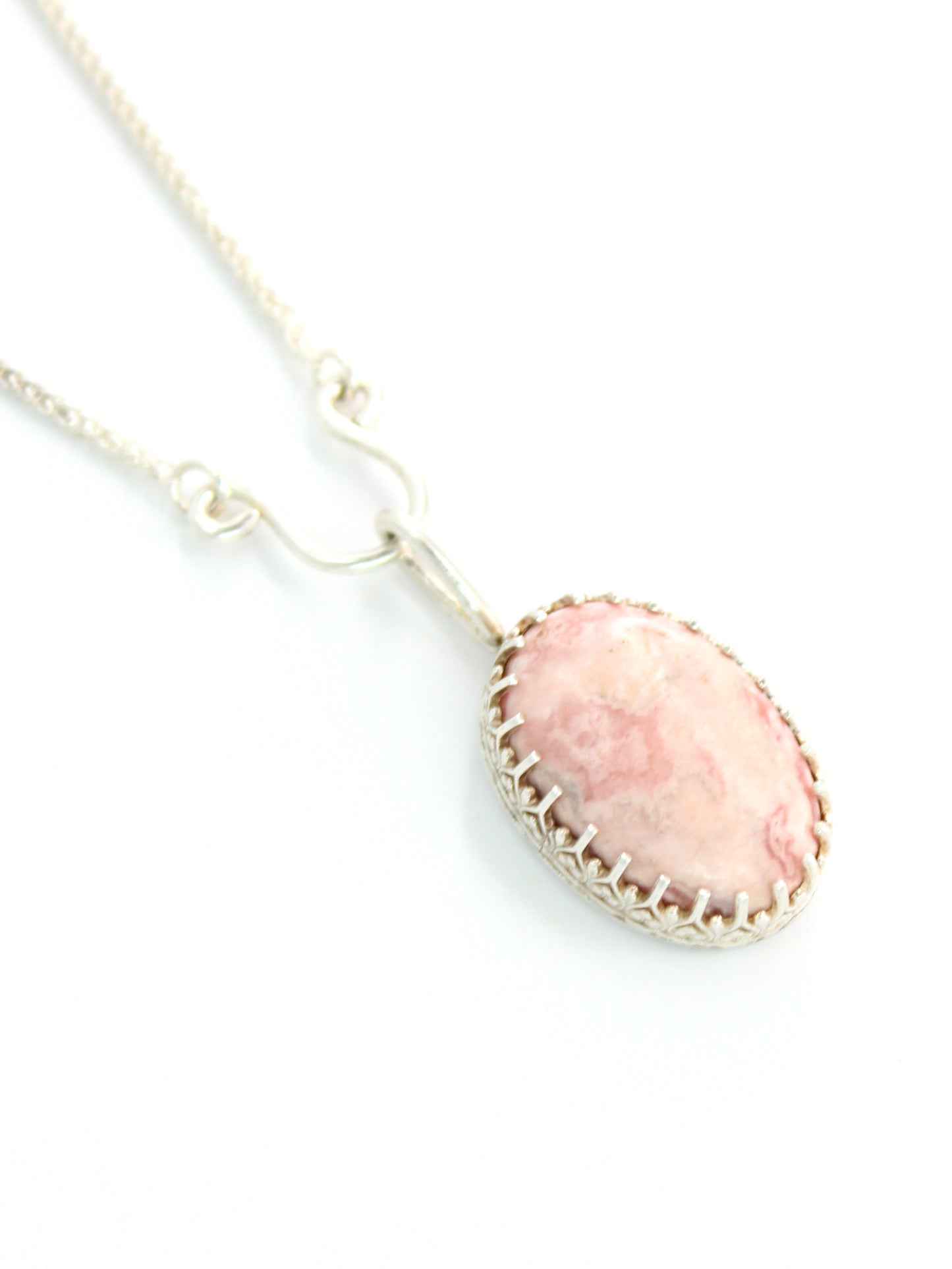 Pink Agate Sterling Silver Necklace