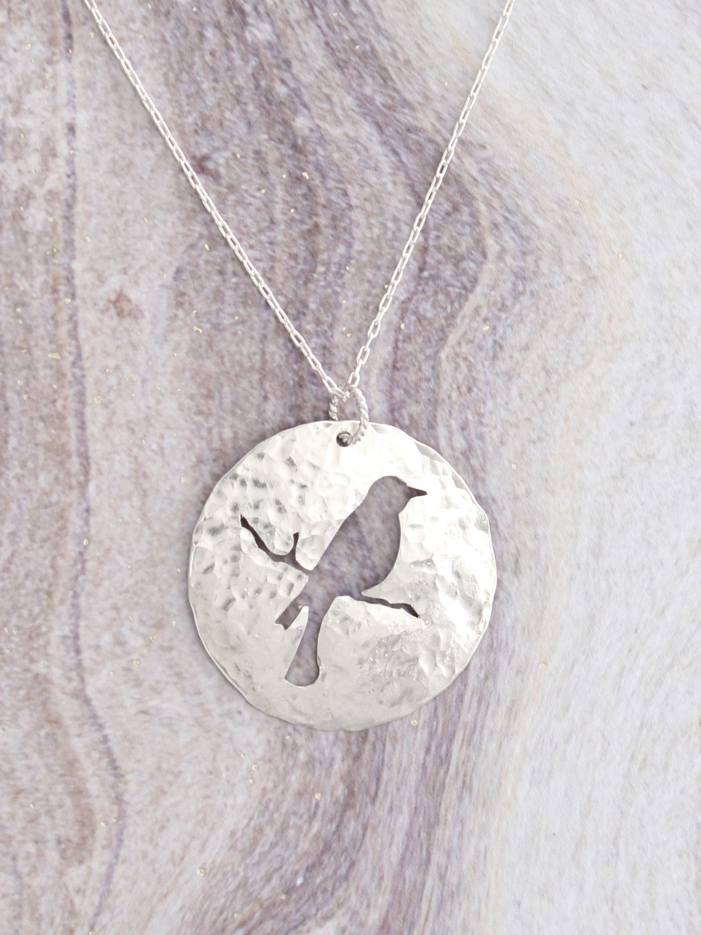 Songbird Silhouette | Hand-Pierced Sterling Silver Circle Pendant Necklace