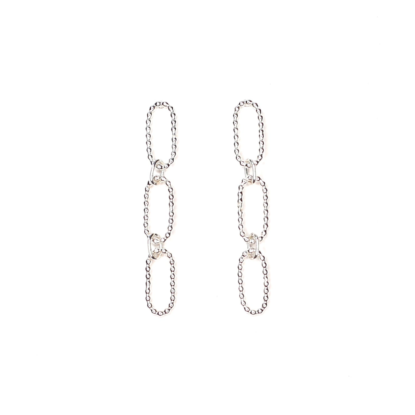 Trinity Beaded Oval Dangle Sterling Silver Earrings