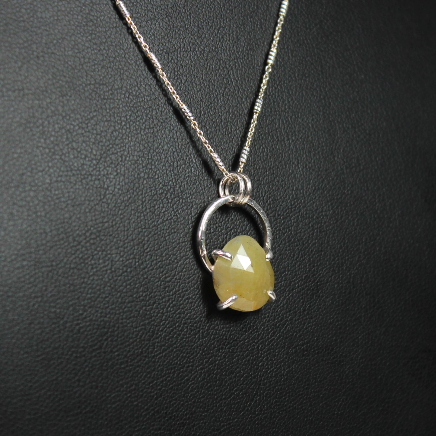 Yellow Sapphire "Halo" Sterling Silver Necklace