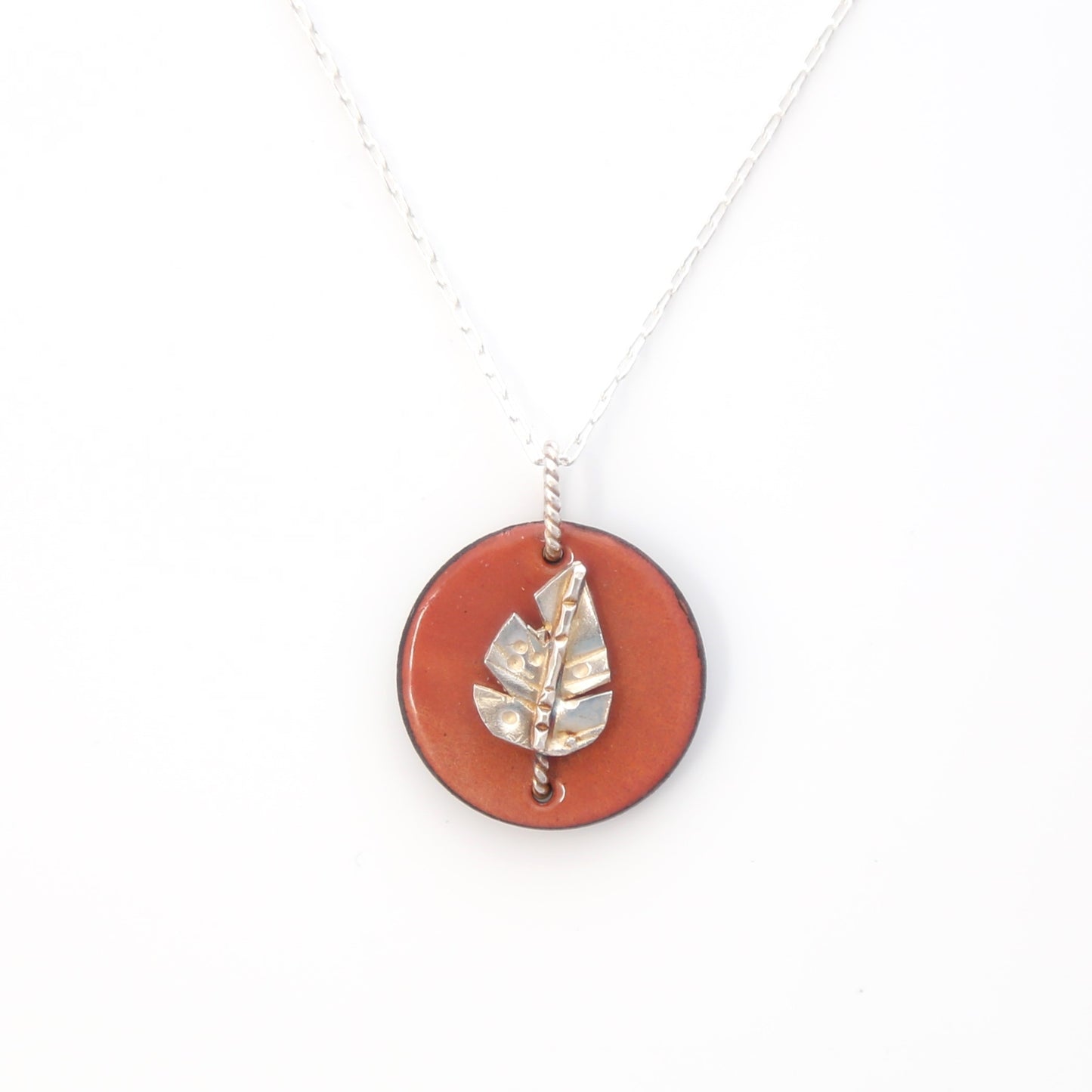 Enamel Sterling Silver Leaf Necklace