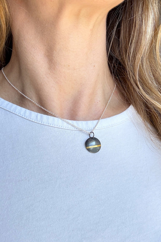 24k Gold Streak Large Circle Necklace