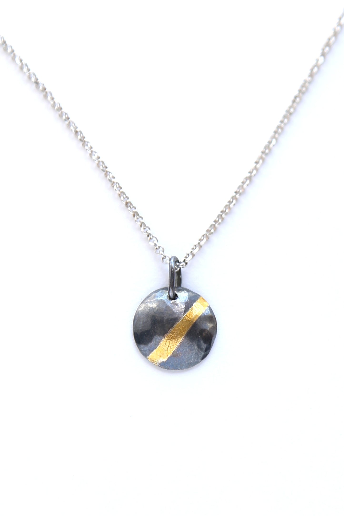 24k Gold Streak Small Circle Necklace
