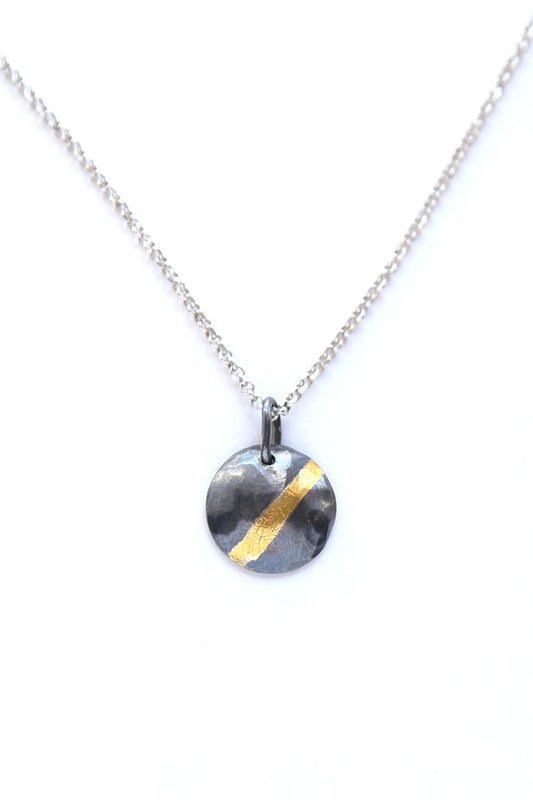 24k Gold Streak Small Circle Necklace