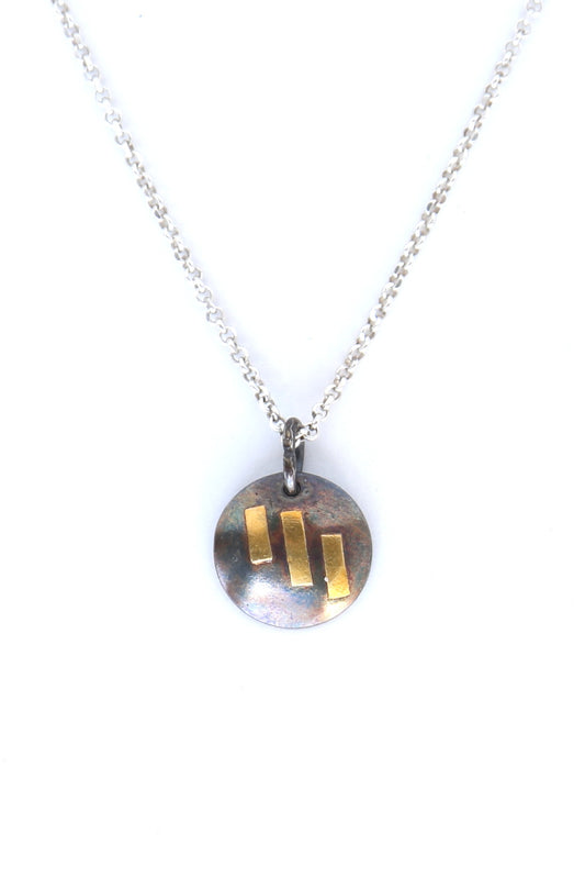24k Gold Three Lines Circle Necklace