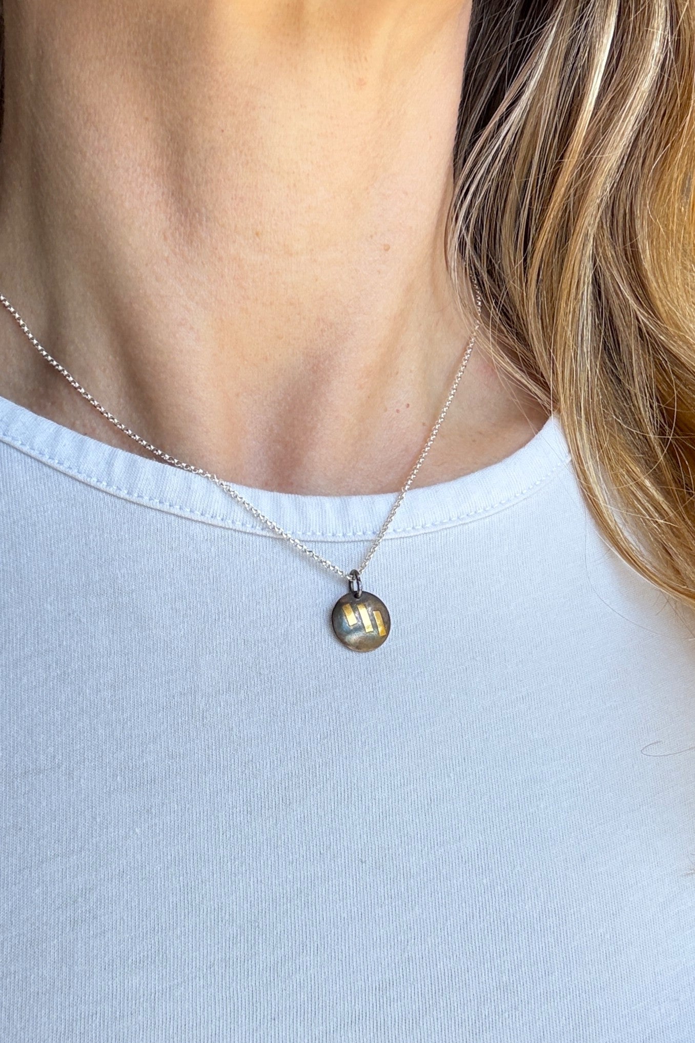 24k Gold Three Lines Circle Necklace
