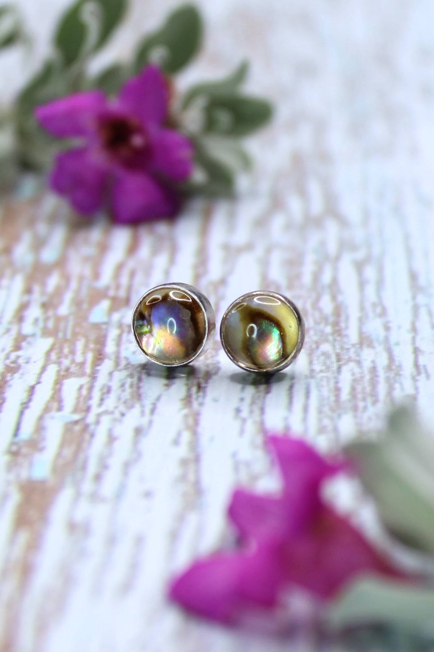 Abalone Shell Sterling Silver Stud Earrings