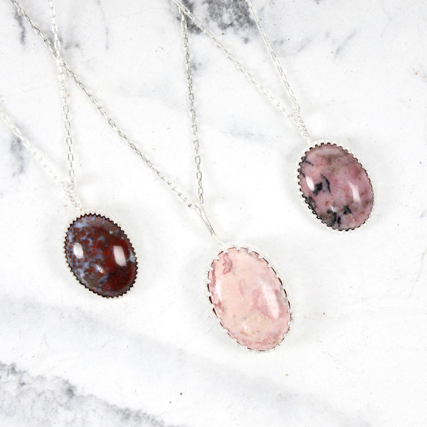 Rhodonite Sterling Silver Necklace