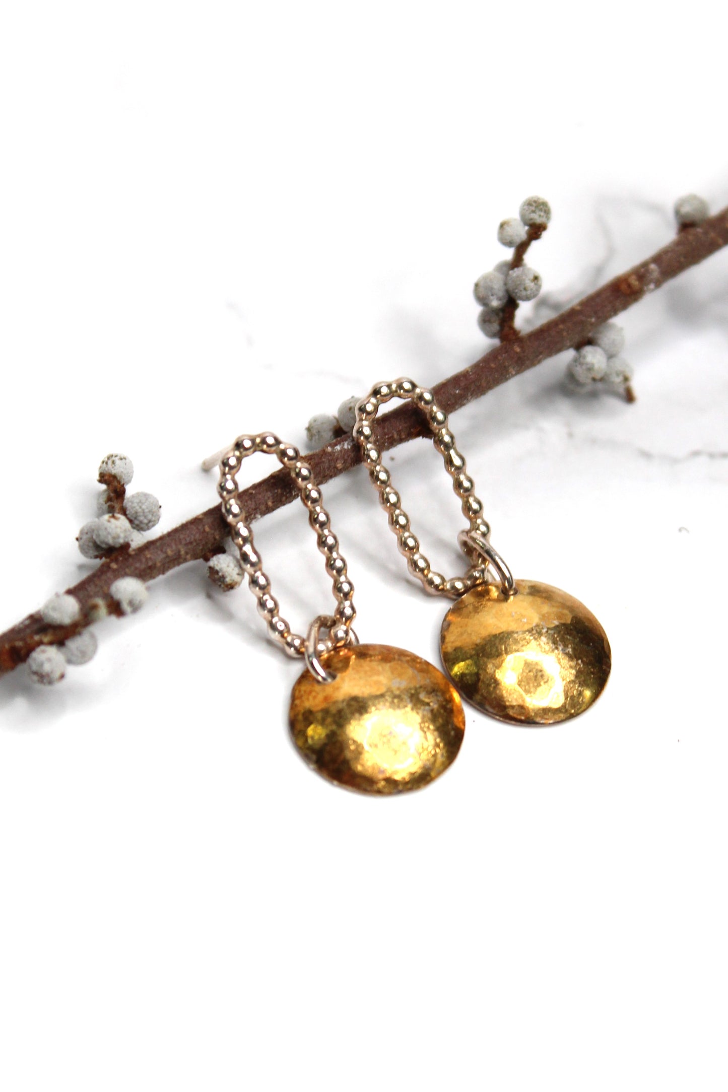 Beaded Oval and Keumboo Circle Earrings