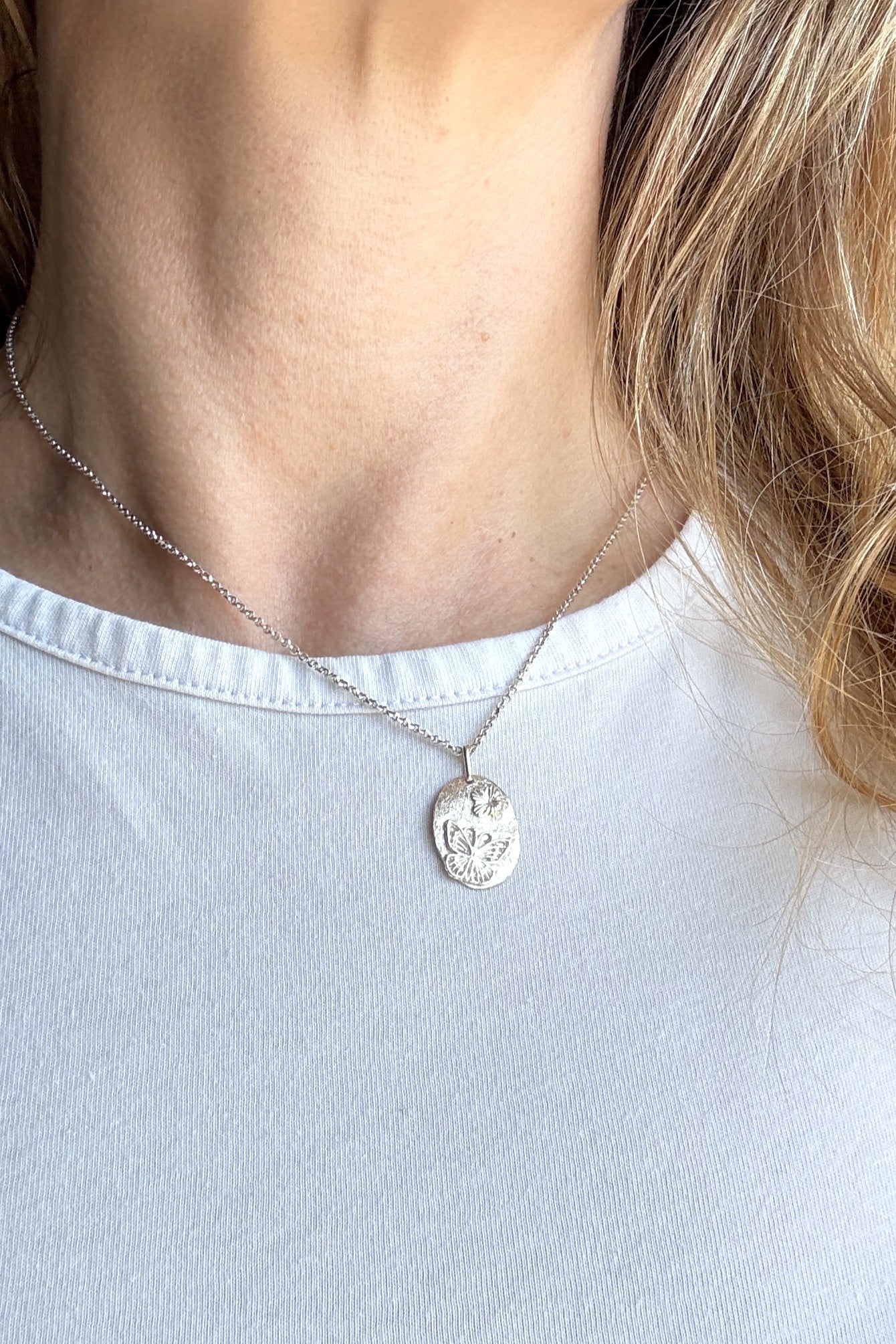 Butterfly and Flower "Mini" Sterling Silver Necklace