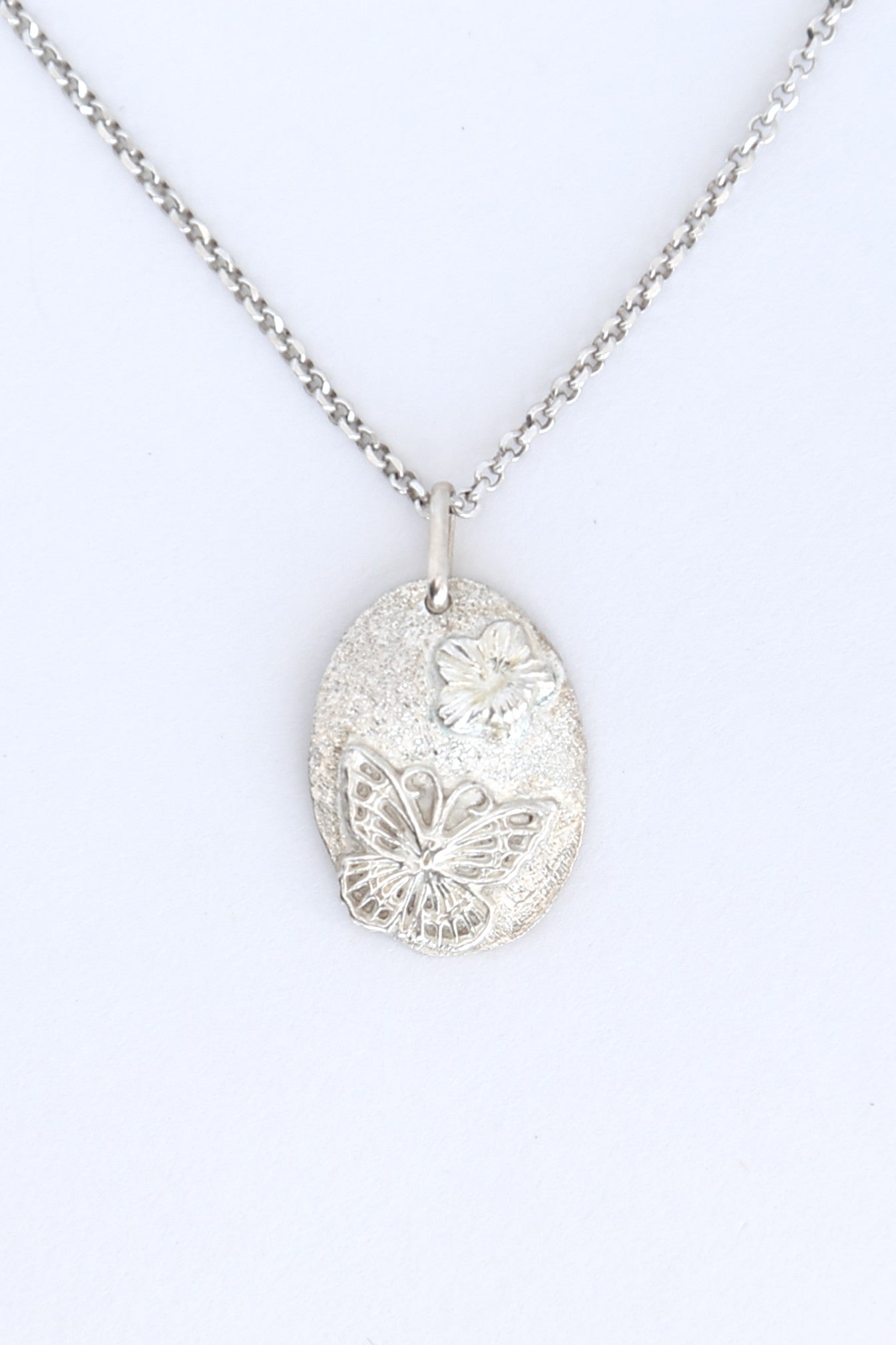 Butterfly and Flower "Mini" Sterling Silver Necklace
