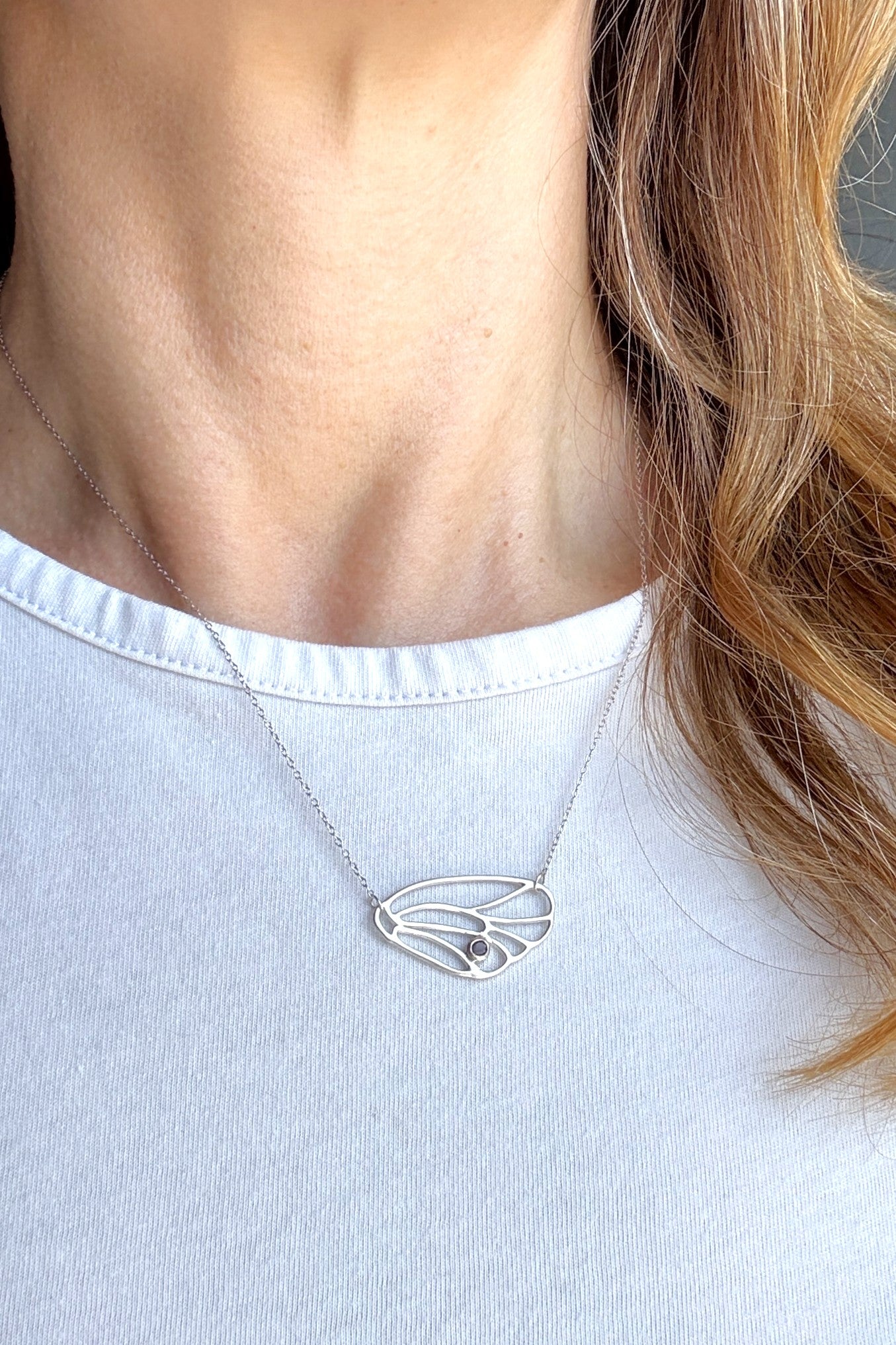 Tourmaline Butterfly Wing Sterling Silver Necklace