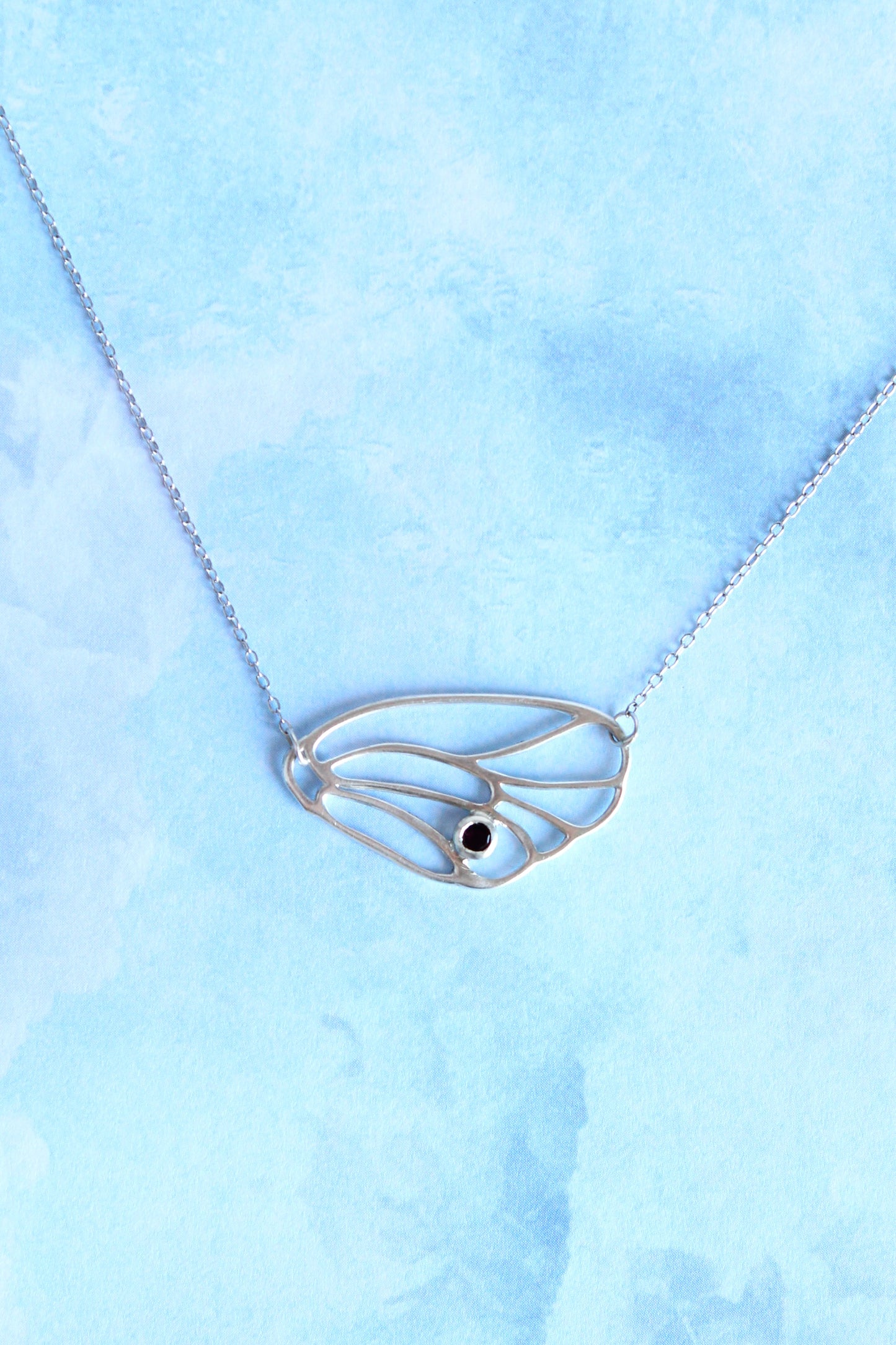 Tourmaline Butterfly Wing Sterling Silver Necklace