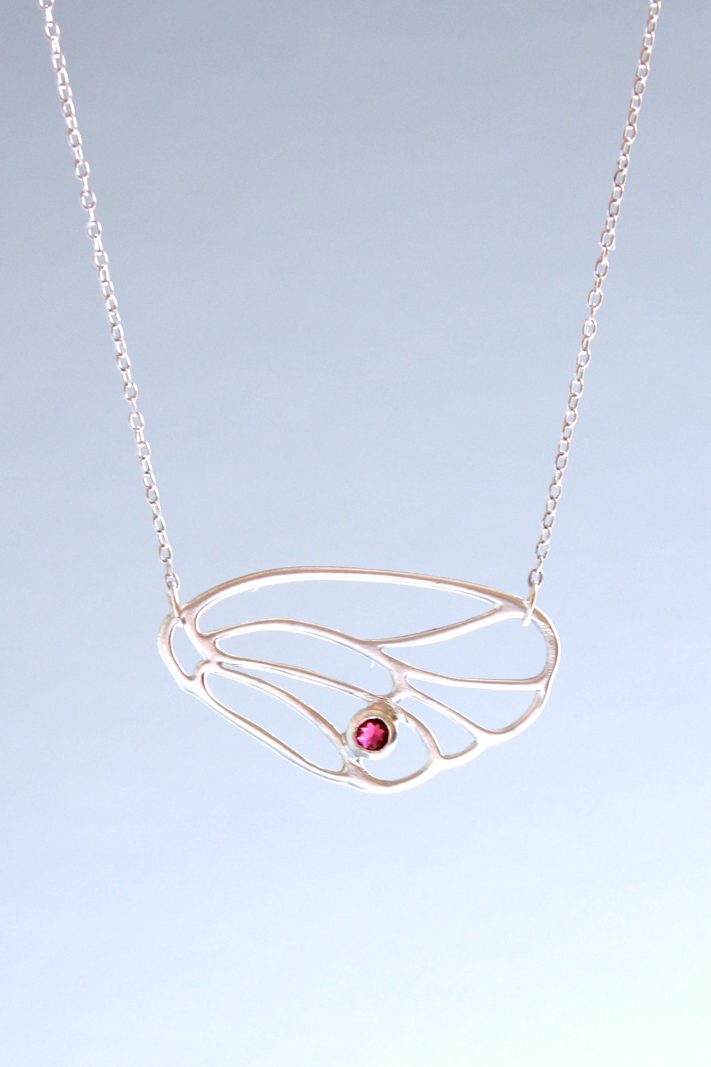 Tourmaline Butterfly Wing Sterling Silver Necklace