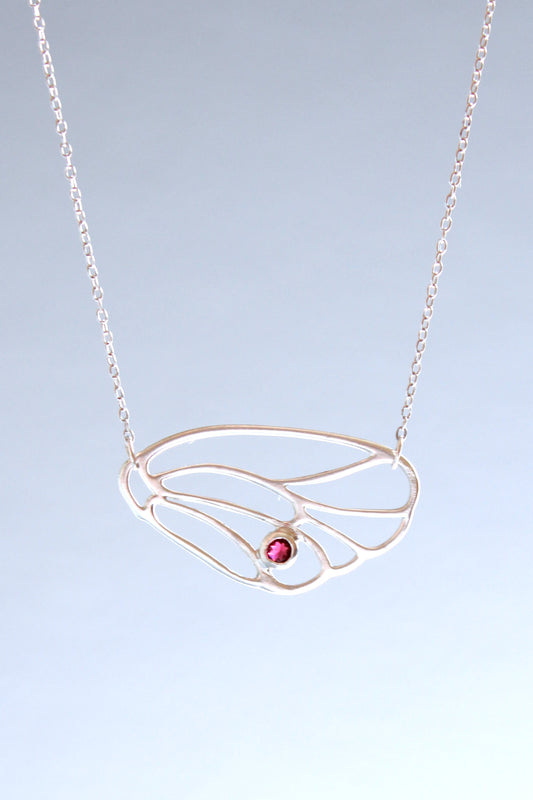 Tourmaline Butterfly Wing Sterling Silver Necklace