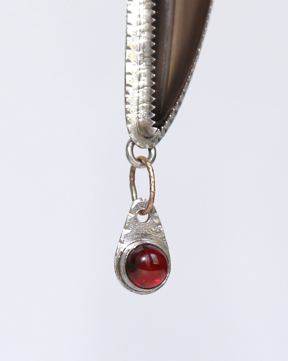 "Deep Cut" Obsidian Knife with Garnet Blood Drop Necklace