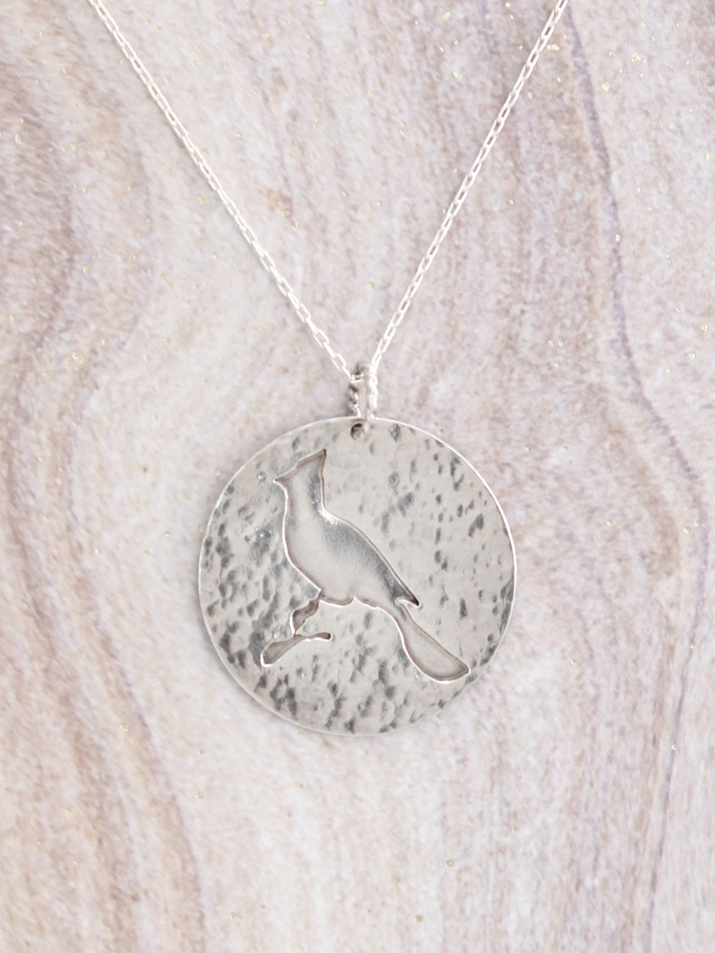 Cardinal Solid Silhouette Hand-Cut Sterling Silver Necklace