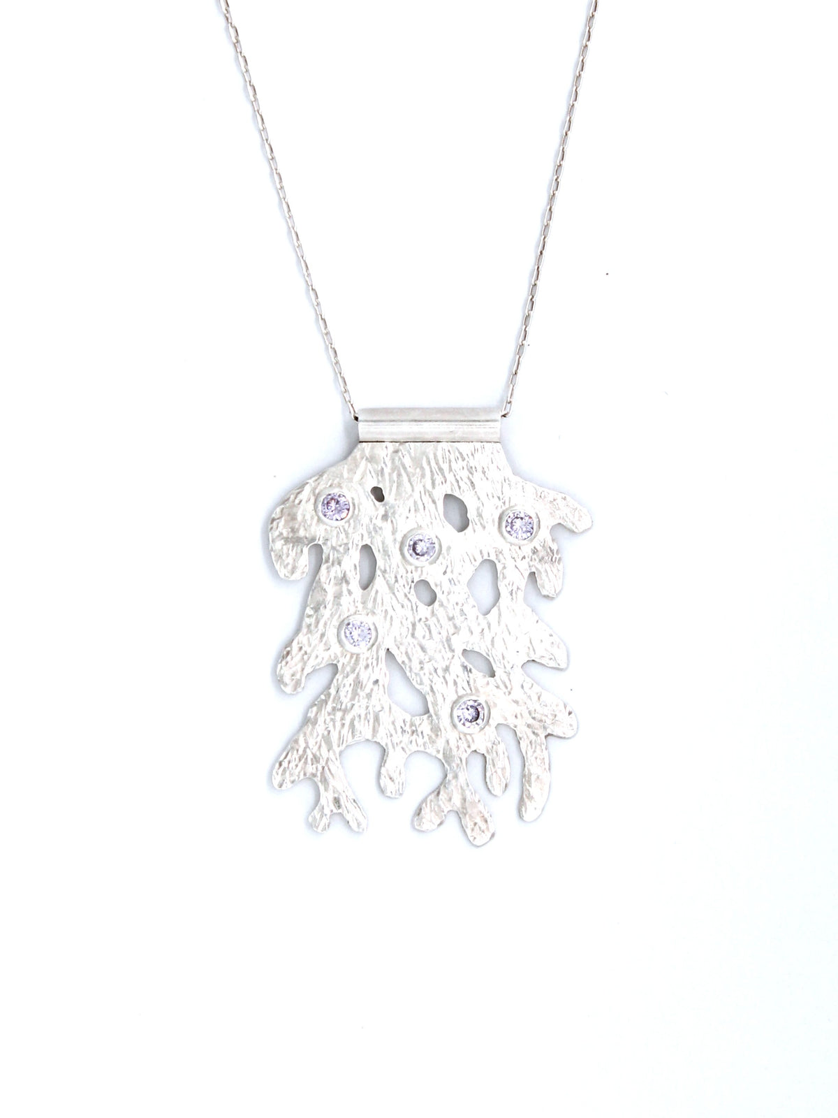 Coral Drift Hand-Pierced Sterling Silver Necklace