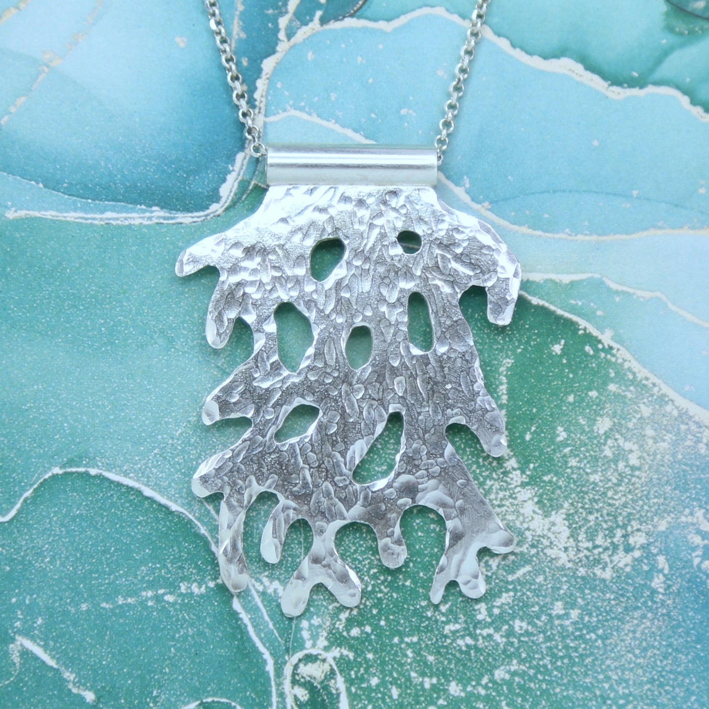 Coral Drift Hand-Pierced Sterling Silver Necklace