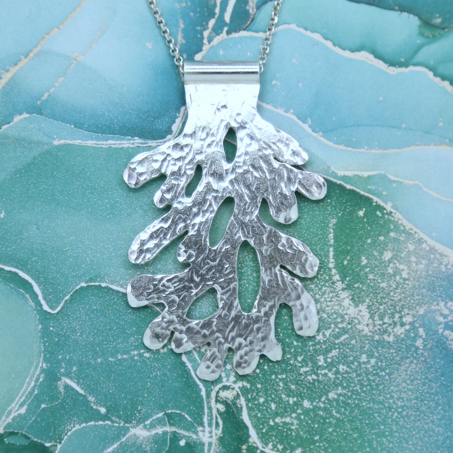 Coral Crest Hand-Pierced Sterling Silver Necklace
