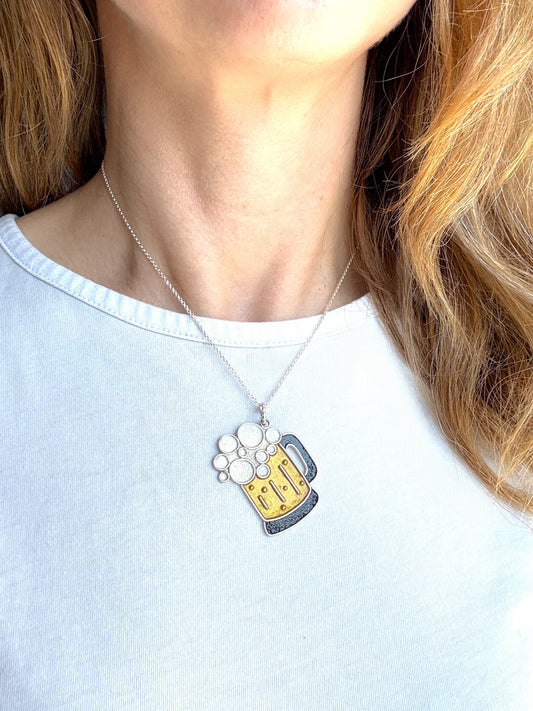 Beer Mug Enamel Necklace