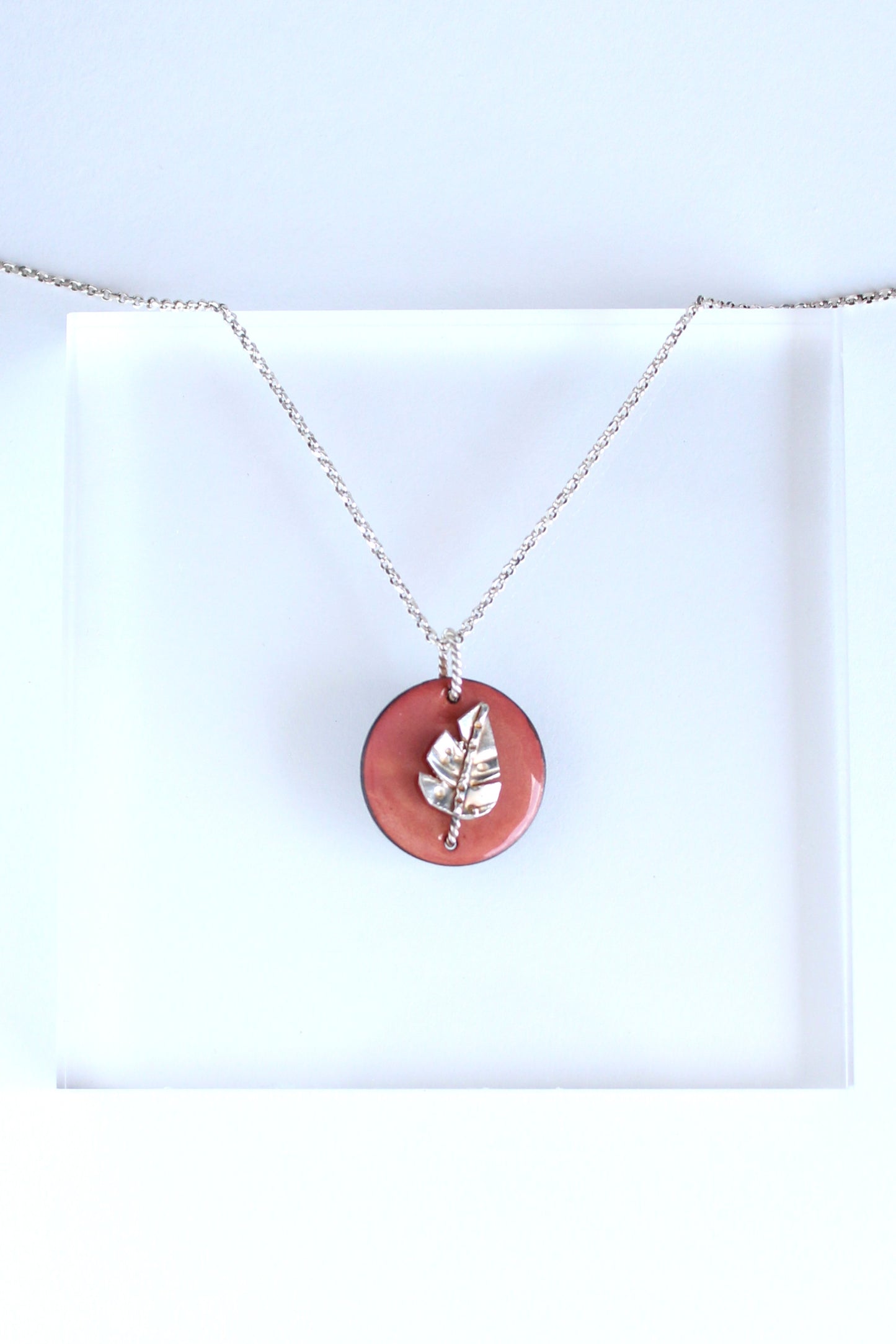 Enamel Sterling Silver Leaf Necklace