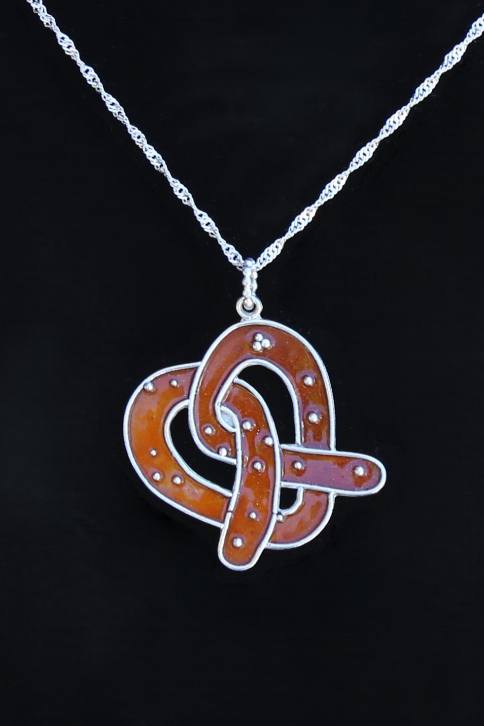 Pretzel Enamel Necklace