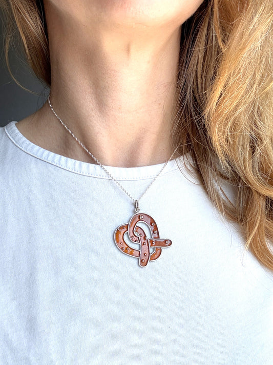 Pretzel Enamel Necklace