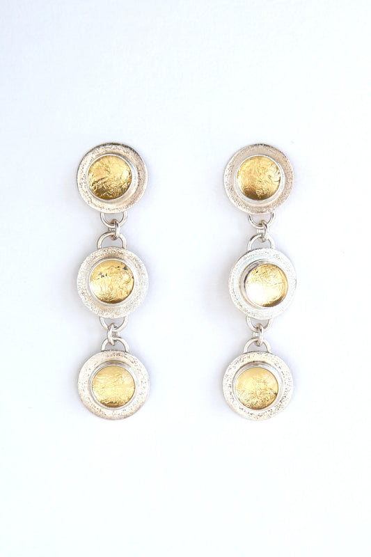 Gold Foil Trio Dangle Earrings