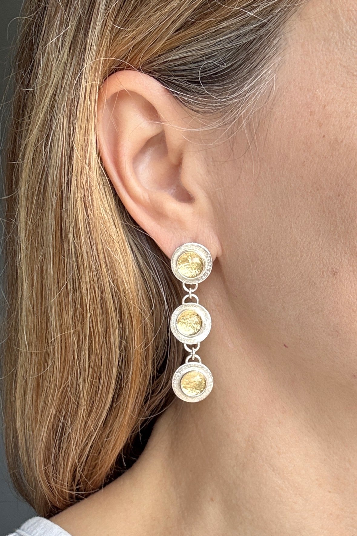 Gold Foil Trio Dangle Earrings
