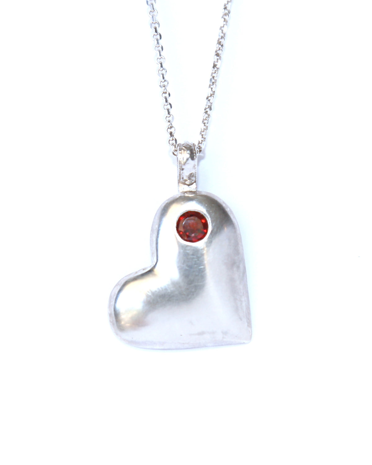 Garnet Heart Sterling Silver Necklace